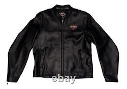 Harley-Davidson 98112-06VM Blouson de moto en cuir noir pour homme avec écusson de barre de protection taille LG