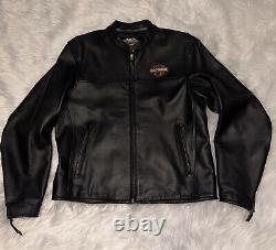 Harley-Davidson 98112-06VM Blouson de moto en cuir noir pour homme avec écusson de barre de protection taille LG