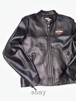 Harley-Davidson 98112-06VM Blouson de moto en cuir noir pour homme avec écusson de barre de protection taille LG