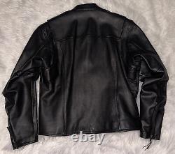 Harley-Davidson 98112-06VM Blouson de moto en cuir noir pour homme avec écusson de barre de protection taille LG