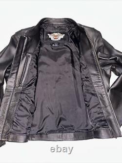 Harley-Davidson 98112-06VM Blouson de moto en cuir noir pour homme avec écusson de barre de protection taille LG