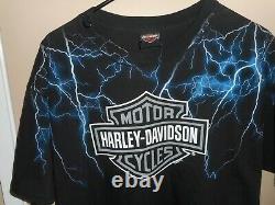 Harley Davidson All Over Lightning Bar & Shirt Coton Shirt Large