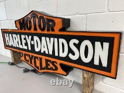 Harley Davidson Bar And Shield Custom Led Light Signe Grand Mancave Garage Shop