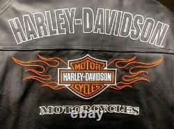 Harley Davidson Bar En Cuir Moyen Et Veste De Flames De Course Shield