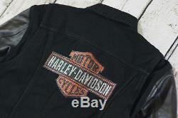Harley Davidson Bar Manches En Cuir Pour Homme & Black Shield Denim Jacket XL 99183-19vm