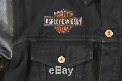 Harley Davidson Bar Manches En Cuir Pour Homme & Black Shield Denim Jacket XL 99183-19vm