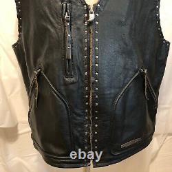 Harley Davidson Bar Shield Aigle Brodé Vest Zip Up Vest En Cuir Taille XL