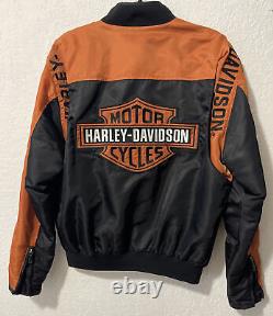 Harley Davidson Bar Shield Moto Orange Veste Noire 97068-00v Taille Petite