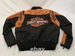 Harley Davidson Black Orange Bar & Shield Nylon Racing Jacket Taille M