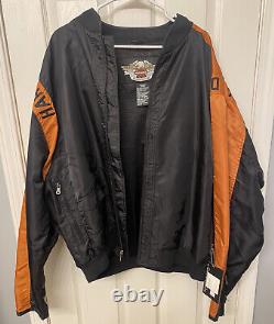 Harley Davidson Black Orange Bar & Shield Nylon Racing Jacket Taille Xxxgrande T.n.-o.