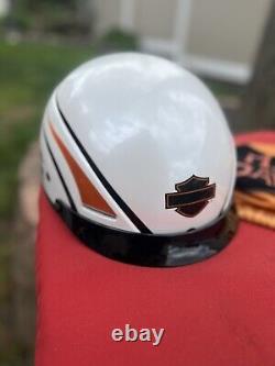 Harley Davidson Blanc Orange Noir / Bar & Shield Avec Sac de Rangement Vintage (L)