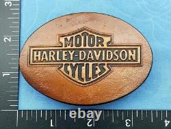 Harley Davidson Boucle De Ceinture En Cuir Et Bouclier Fabriqué Par Lex & Dated 1987 Nouveau