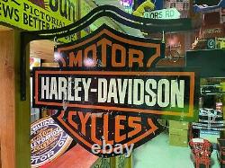 Harley Davidson Bouclier Panneau Métallique Avec Cintre Dbl Côté Bar Homme Cave Hot Rod