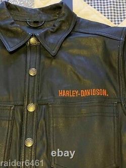 Harley Davidson Broded Bar & Shield Veste En Cuir M H-d 97064-08vm Euc