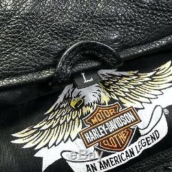 Harley Davidson Cafè Racer Bar & Shield En Cuir Noir Motard Veste L