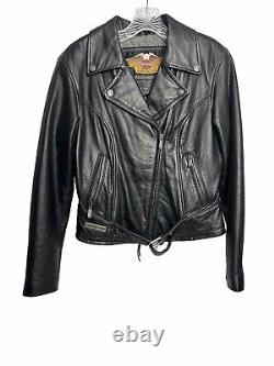 Harley Davidson Classique 2002 Veste en cuir avec stabilisateur Barre et Bouclier en métal Small