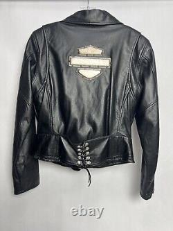 Harley Davidson Classique 2002 Veste en cuir avec stabilisateur Barre et Bouclier en métal Small