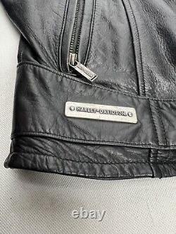 Harley Davidson Classique 2002 Veste en cuir avec stabilisateur Barre et Bouclier en métal Small