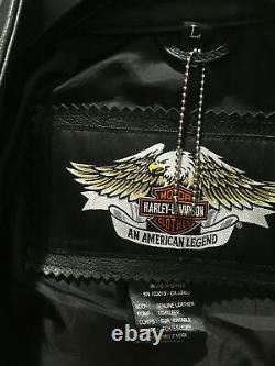 Harley Davidson Cuir Noir Bar Noir Et Shield Riders Veste Taille Grand