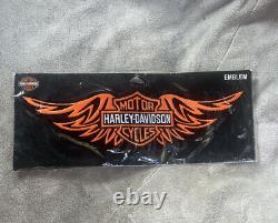 Harley Davidson Écusson Grande Taille Orange Bar & Shield Ailes Tribales Patch Moto