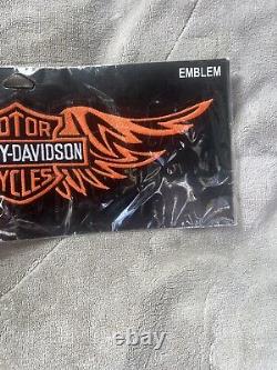 Harley Davidson Écusson Grande Taille Orange Bar & Shield Ailes Tribales Patch Moto