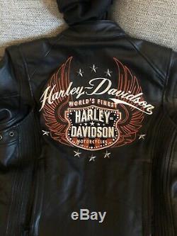 Harley Davidson Équitation En Cuir Veste 3 En 1 Moxie Bar & Shield Ventilé Femmes M