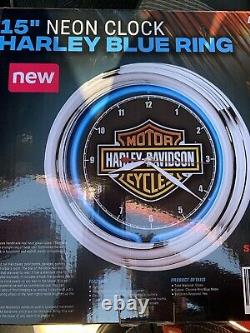 Harley Davidson Essential Bar & Shield Neon Horloge Nouveau En Boîte