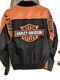 Harley Davidson Euc Rare Veste De Course Xs Nylon Noir Orange Barre Bouclier