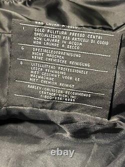 Harley Davidson Femmes Veste en Cuir Noir Cloutée avec Ailes Teal et Écusson Taille SM