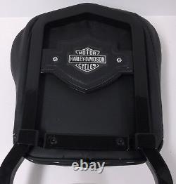 Harley Davidson Gloss Black Bar & Shield Sissy Bar, Pillow Top Doset Pad Logo
