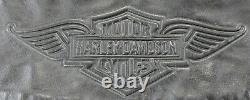 Harley Davidson Homme Gilet En Cuir XL Noir Snap Chaîne Embossé Bar USA Zip Vtg