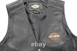 Harley Davidson Homme Gilet XL Noir Cuir Stock Bar Snap Shield 98150-06vm Guc