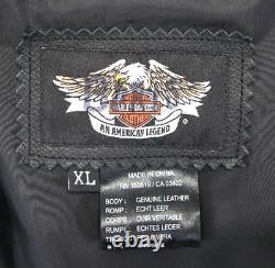 Harley Davidson Homme Gilet XL Noir Cuir Stock Bar Snap Shield 98150-06vm Nwt