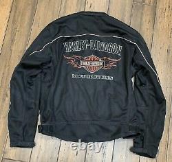 Harley Davidson Hommes Bar Shield Racing Flames Ride Ready Mesh Jacket Taille Large
