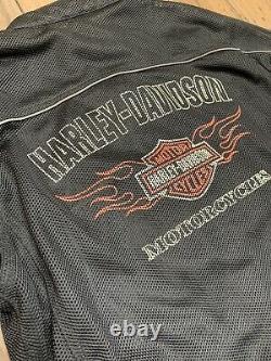 Harley Davidson Hommes Bar Shield Racing Flames Ride Ready Mesh Jacket Taille Large
