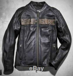 Harley Davidson Hommes Chaussée Noir Équitation En Cuir Veste Bar & Shield L 98015-10vm