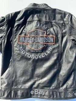 Harley Davidson Hommes Excursion Veste En Cuir Noir XL Bar & Shield 3n1 Hoodie
