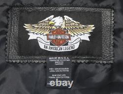 Harley Davidson Hommes Freedom Rider USA Veste 3xl Noir Cuir Soft Bar Shield