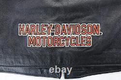 Harley Davidson Hommes Gilet En Cuir XL Noir Orange Pathway Snap Bar Shield Doux