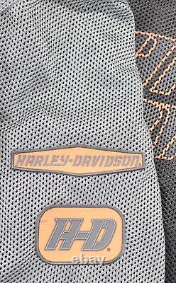 Harley Davidson Hommes Maille Veste 4xl Noir Contention Orange Barre Zip Crochet Crâne