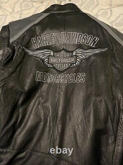 Harley Davidson Hommes Noir Gris Bar & Bouclier Ailes Veste Taille XL