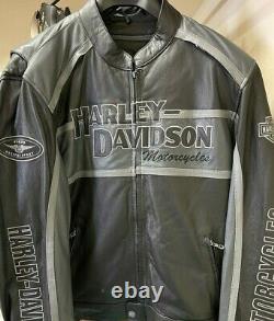 Harley Davidson Hommes Noir Gris Bar & Bouclier Ailes Veste Taille XL