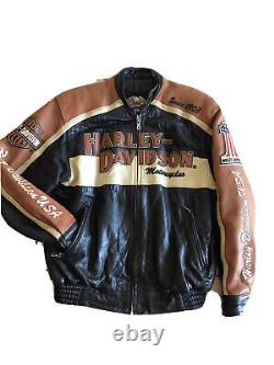 Harley Davidson Hommes Prestige Cuir États-unis Veste Faite Bar & Shield 97000-05vm L