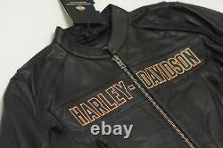 Harley Davidson Hommes Roadway Veste En Cuir Noir Bar & Shield 2xlt 2xl 98015-10vm