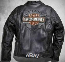 Harley Davidson Hommes Roadway Veste Noire En Cuir Bar & Shield