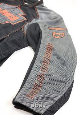 Harley Davidson Hommes Veste 4xl Maille Noire Contention Orange Zip Bar Crochet De Crâne
