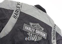 Harley Davidson Hommes Veste 5xl Noir Gris Barre Bouclier Nylon Bombardier Varsity Zip