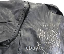 Harley Davidson Hommes Veste En Cuir Noir 3xl Soft Bar Shield Freedom Rider USA