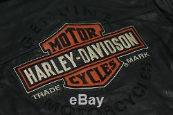 Harley Davidson Hommes Veste En Cuir Noir Roadway Bar & Shield L XL 2xl 98015-10vm