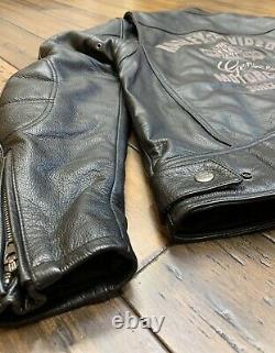 Harley Davidson Hommes Veste En Cuir Noir Taille Moyenne Bar & Bouclier